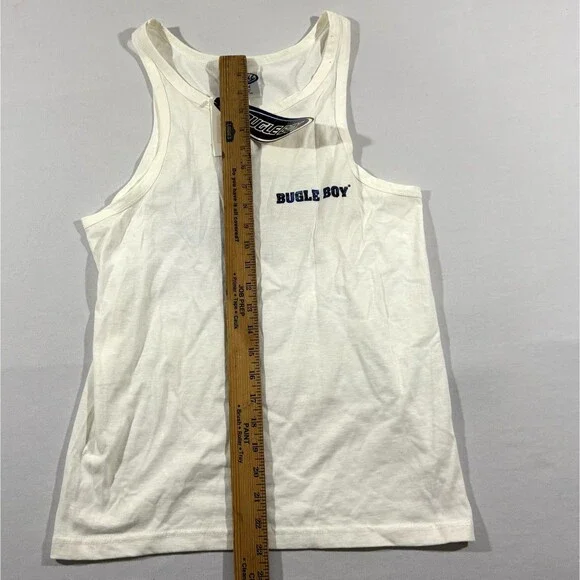 VTG Bugle Boys Tank Top Shirt Print White Sleeveless 90's Shark Mens Sz M NWT - Picture 3 of 10